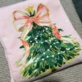 thumbnail image 3 of Pink Bow Christmas Tree Sweatshirt | Cute Holiday Sand Color Pullover, 3 of 7