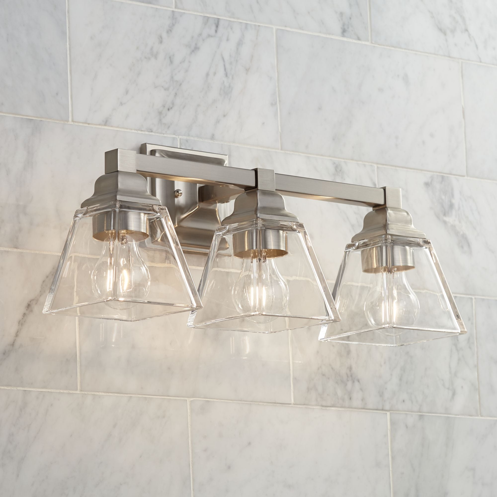Regency Hill Modern Wall Light Satin Nickel Hardwired 20" Wide 3Light