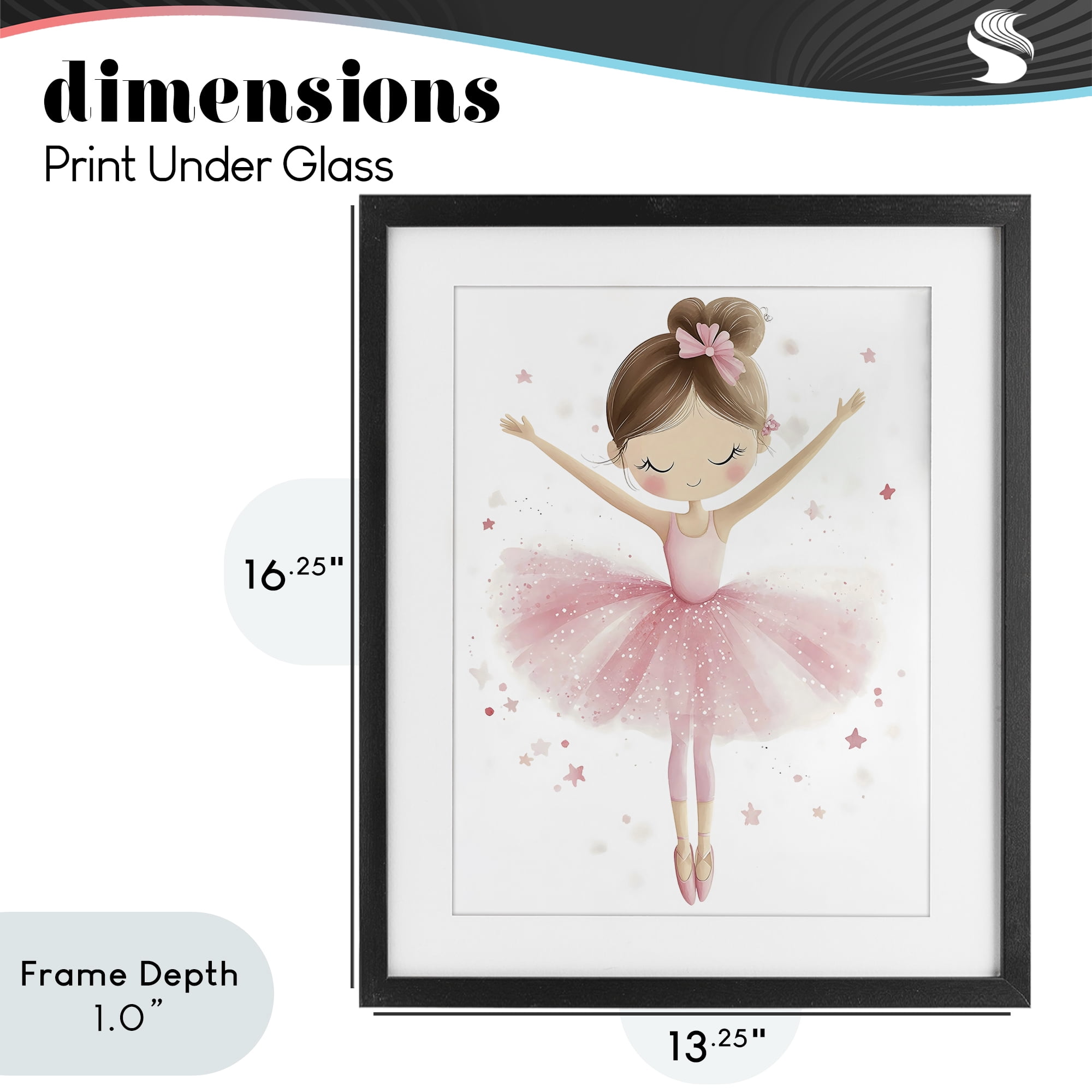 Stupell Industries Graceful Ballerina Pose Black Framed Print Under Glass, design by Creative Studio