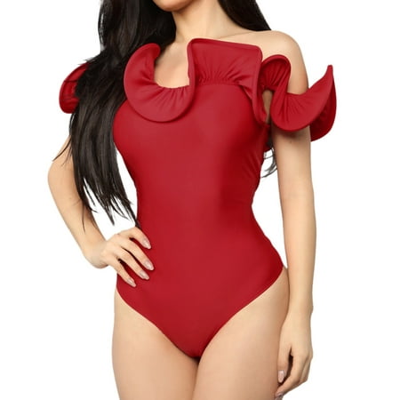

Stretchy Jumpsuits For Women Clubwear Holiday Mini Playsuit Love Letter Bodysuit Overalls Red XL
