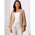 thumbnail image 5 of DARING DIVA Women's Linen Cardigan 3/4 Sleeve Open Front Lightweight Shrug M Khaki, 5 of 8