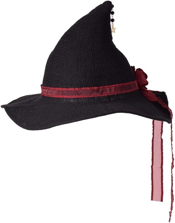 Knitted Wool Witch Hat with Wide Brim for Halloween Costume and Winter Wear