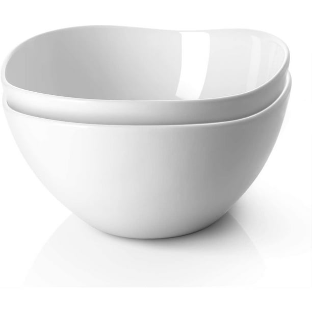 DOWAN Serving Bowls, 3.2 Quart Deep Salad Bowls, 105 Oz White Mixing Bowls for Kitchen, Set of 2