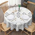 thumbnail image 3 of Round Waterproof Tablecloth 60×60 Inch, Boho Style Reusable Indoor/Outdoor Durable Table Cover for Party Kitchen Dinner Room Decor, 3 of 6
