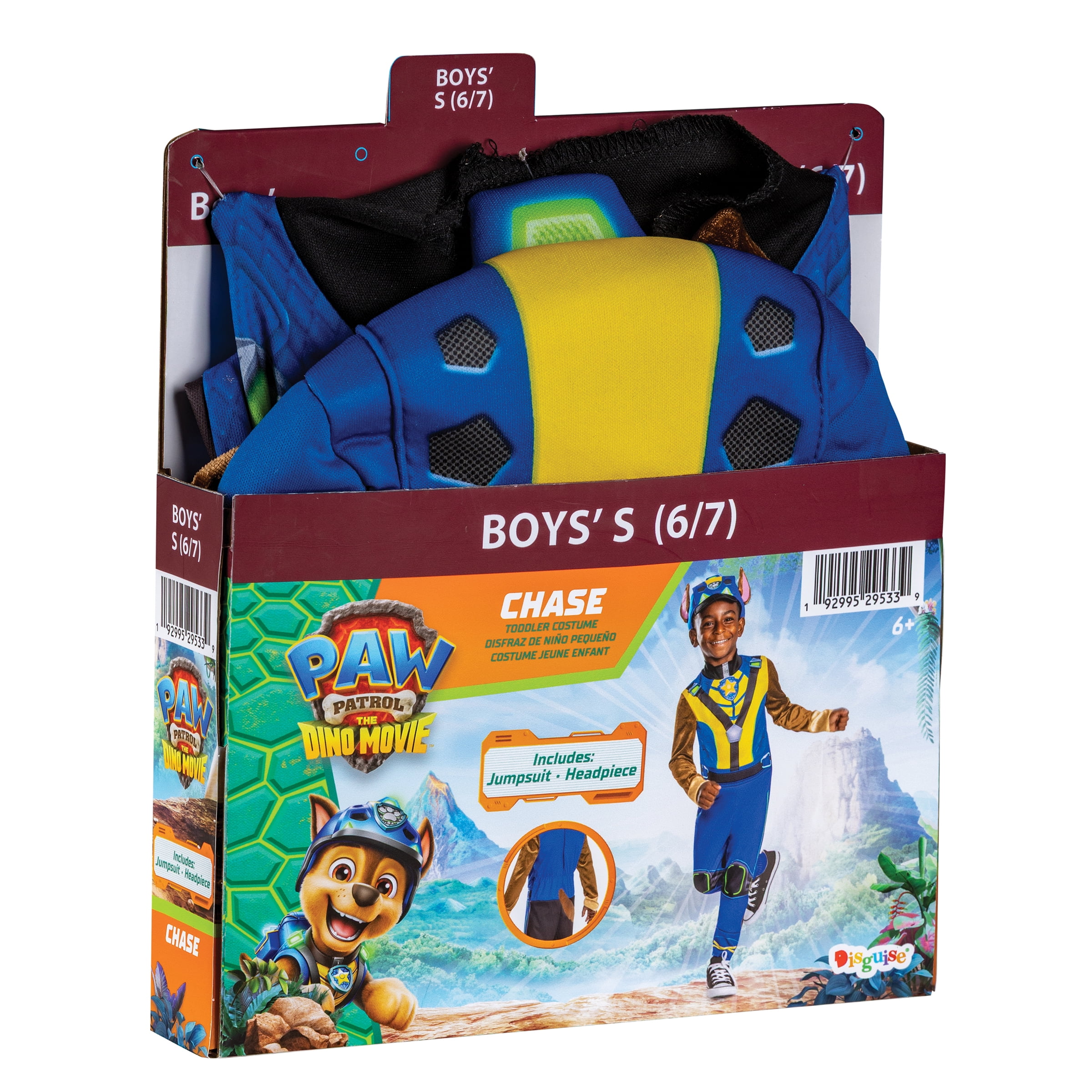 Paw Patrol Chase Dino Halloween Costume for Children, Boys Size S (6/7), by Disguise