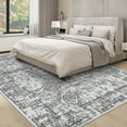 thumbnail image 2 of Haperlare Machine Washable Area Rugs Vintage Floral Rugs for Bathroom Bohemian Ultra-Thin Soft Rugs for Family Room,10'x13' Grey Carpet, 2 of 7