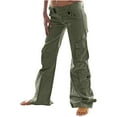thumbnail image 2 of Babysbule Womens Straight Leg Pants Loose Wide Leg Multi Pocket Casual Loose Straight Tube Workwear Pants, 2 of 6