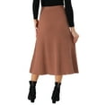 thumbnail image 3 of INSPIRE CHIC Women's Ribbed Knit A-Line Skirts Elastic High Waist Stretchy Sweater Midi Skirt M Caramel, 3 of 6