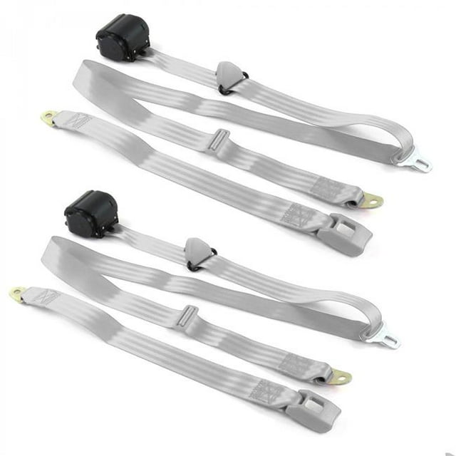 Standard 3 Point Gray Retractable Bucket Seat Belt Kit for 1981-1993 Chevy Truck S10 - 2 Belts