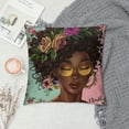 thumbnail image 2 of Nawypu African American Women Throw Pillow Cover Art Afro Black Girl Queen Cushion Covers Zipper Square Pillowcase Decor, 2 of 5