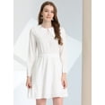 thumbnail image 1 of INSPIRE CHIC Women's Doll Collar Keyhole Front Elasticed Waist Ruffle Hem Dress, 1 of 4
