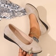 thumbnail image 2 of FRSASU Women's Flat Shoes Soft, Lightweight, Anti-Slip, Breathable Faux Suede Ballet Flats Slip On Casual Low Wedge Loafers Beige, 2 of 9