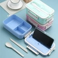 thumbnail image 3 of 1/2/3PCS Microwave Lunch Box with Spoon Chopsticks Wheat Straw Dinnerware Food Storage Container Children Kids School Office Style D 1pc, 3 of 6