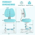 thumbnail image 3 of Costway Kids Study Chair with Adjustable Double Backrest, Footrest, Seat Height & Depth Blue, 3 of 10