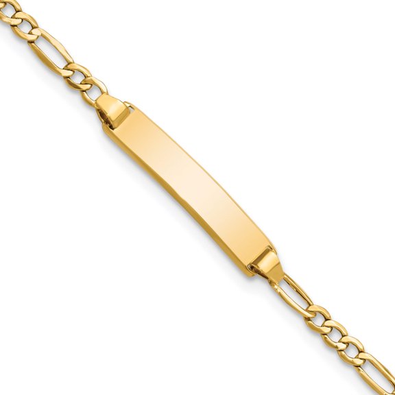 14K Yellow Gold Semi-Solid Polished Figaro Id Bracelet (5.5 X 4.5) Made In South Africa dcid134-5.5