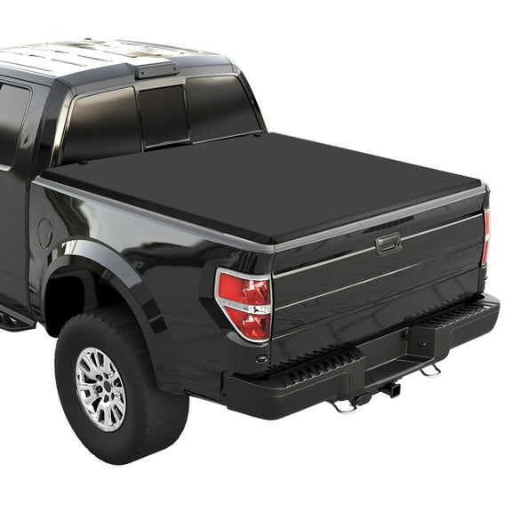 Quad 4-Fold 5.5 FT Soft Folding Truck Bed Tonneau Cover Compatible with 2009-2014 Ford F150 F-150 Styleside (Excl Raptor Series) Truck Bed Cover