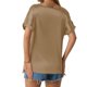 thumbnail image 1 of Top de manga corta de satén holgado para mujer, ideal para primavera/verano - Bolsillos, puños enrollados, estilo versátil - Tallas S-XL, ideal para la playa y los recados, 1 of 8