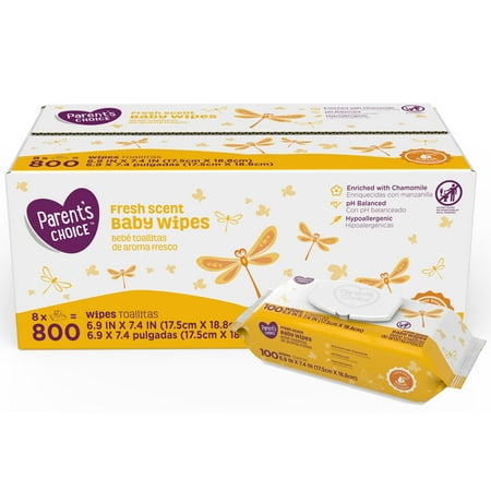 Parent's Choice Fresh Scent Baby Wipes, 8 packs of 100 (800 (Best Fabric For Cloth Baby Wipes)