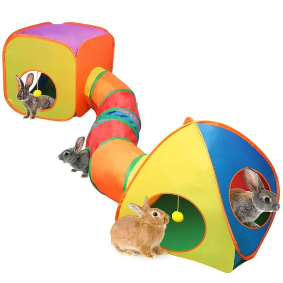 [ Set de Juguete YUEPET: Túnel y Cubo para Conejos, Tienda Plegable Arcoíris ]