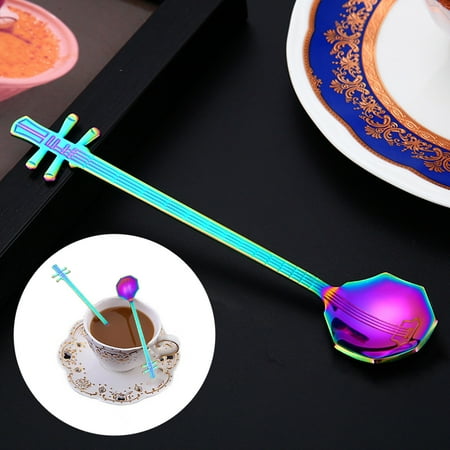 

Stainless Steel Coffee Spoon Musical Instrument Spoon Octagon Ice Spoon Drink Mixing Spoon Color Handle Spoon Kitchen Gadgets