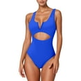 thumbnail image 2 of Womens One Piece Swimsuit with Tummy Control, V-Neck High-Cut Monokini in Solid Colors for Comfortable and Stylish Beach Wear, 2 of 4