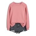 thumbnail image 1 of HNMKIU Chemises pour Femmes Chandail en Molleton pour Femmes Hauts Décontractés Raglan Manches Longues Col Rond Chandail Chandail en Molleton Décontracté Couleur Unie Hauts, 1 of 4