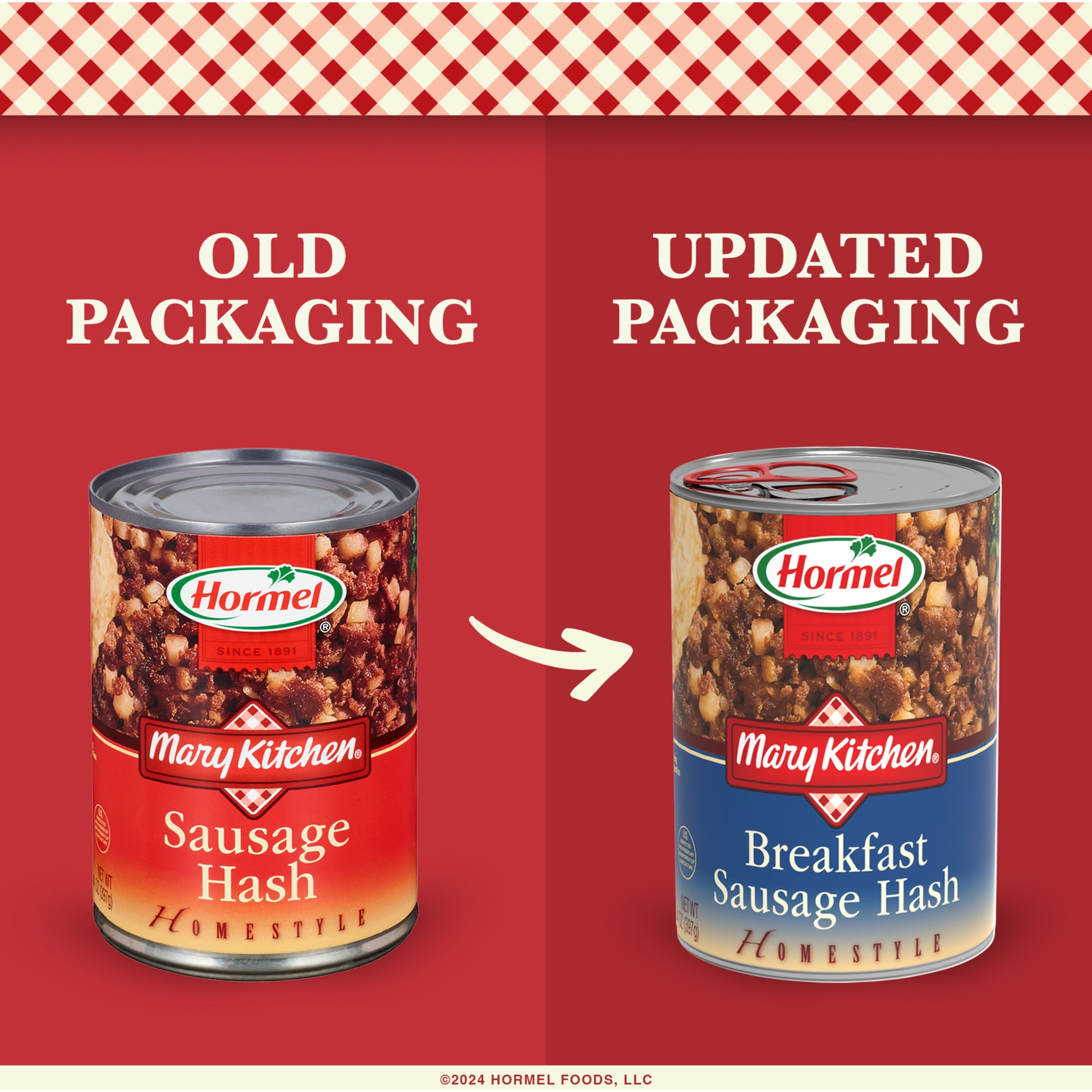(12 pack) HORMEL MARY KITCHEN Breakfast Sausage Hash, Shelf-Stable, 14 oz Steel Can