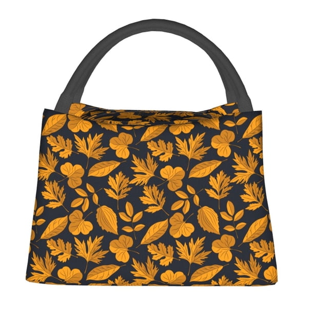 Easygdp fall leaf Bolsa de Almuerzo Insulada Reutilizable, Bolsa de Mano y Bandolera para Oficina, Trabajo, Viajes