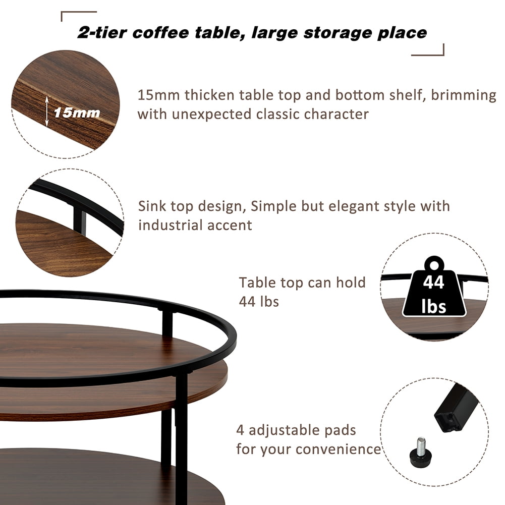 Private Jungle Modern Coffee Table with Storage for Living Room, Including Toptable & Sturdy Wood/Metal Base, Round w/Sink Top,Brown Private Jungle Modern Coffee Table with Storage for Living Room, Including Toptable & Sturdy Wood/Metal Base, Round w/Sink Top,Brown