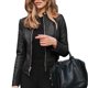thumbnail image 4 of Abrigo de cuero de PU para mujer Chaqueta corta delgada informal de manga larga con cremallera Otoño e Invierno Negro L-1 Pieza Sailing, 4 of 10