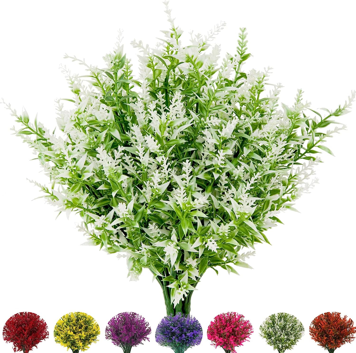 12 Bundles Artificial Flowers Fake Outdoor Plants Faux UV Resistant