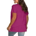thumbnail image 4 of Delayuji Plus Size V Neck T Shirts Women Short Sleeve Tops Casual Summer Tshirts Loose Fit Tee Pink L Polyester,Spandex Short Sleeve Shirts for Women, 4 of 5