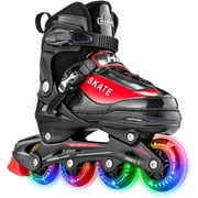 4-Size Adjustable Inline Skates with Light Up Wheels Youth size 2-4.5