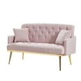 thumbnail image 4 of 55.50"2-Seater Sofa Couches for Living Room Apartment Bedroom Office, Loveseat Sofa with Tufted Back and Seat, Mid-Century Couch Soft Sofa Chair with  4 Metal Legs, Pink, 4 of 8