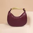 thumbnail image 3 of Bolso de mano de cuero tejido para mujer bandolera de Color sólido bolso de mano de noche, 3 of 6
