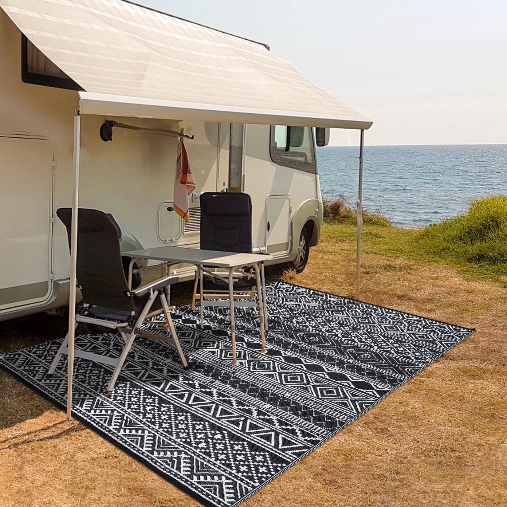 FairOnly 6'x9'Washable Outdoor Area Rug Reversible and Portable Rugs for Balcony Patio