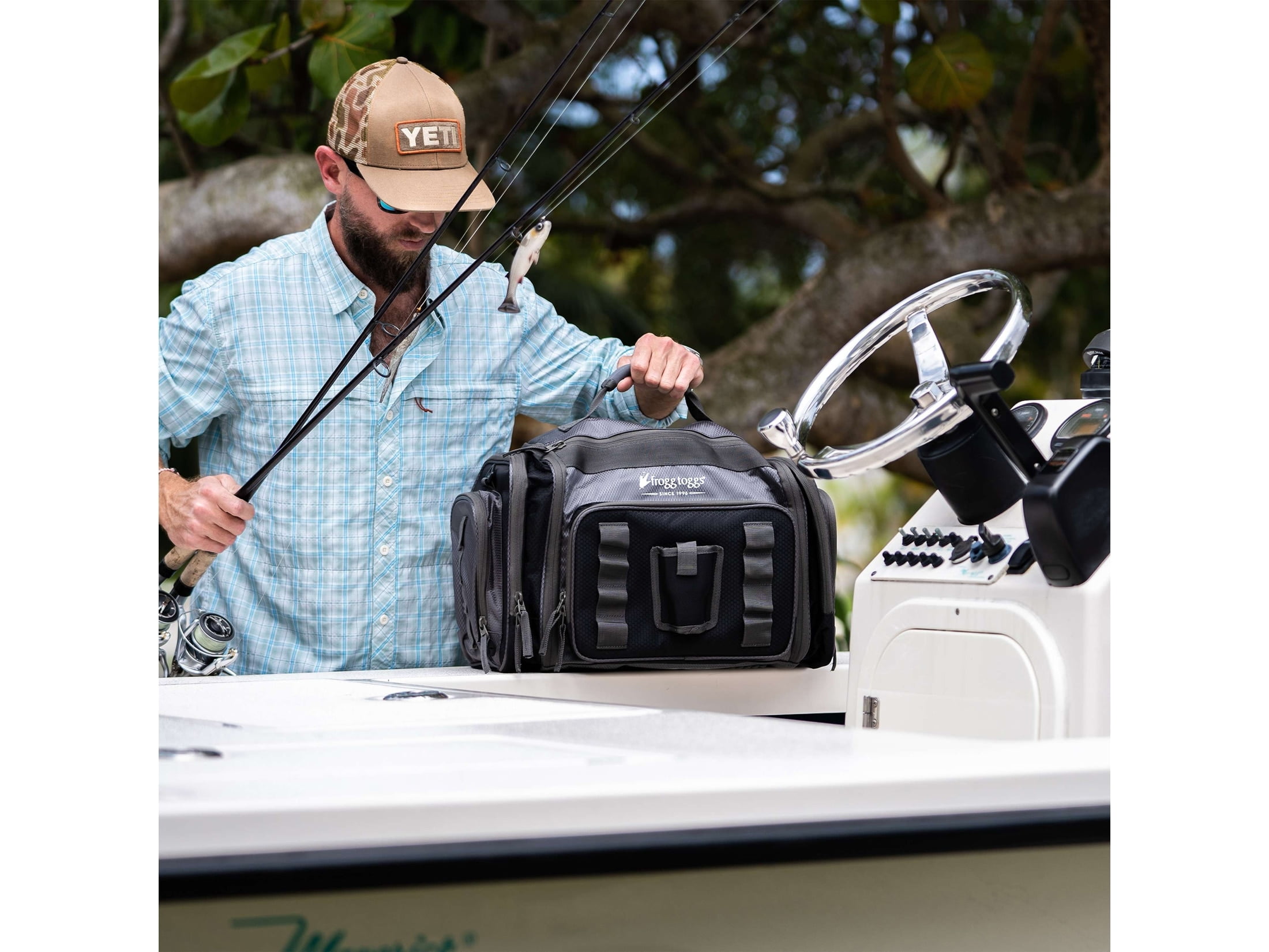 Frogg Toggs Pro Series Fishing Tackle Bag for 3700 Size Tackle Trays with Dual Access Storage, Solid Elements