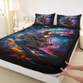 thumbnail image 4 of Manfei Cartoon Train Bed Sheets,Colorful Railway Full Size Sheets,4 Pieces,1 Flat Sheet, 1 Fitted Sheet and 2 Pillowcases, 4 of 6