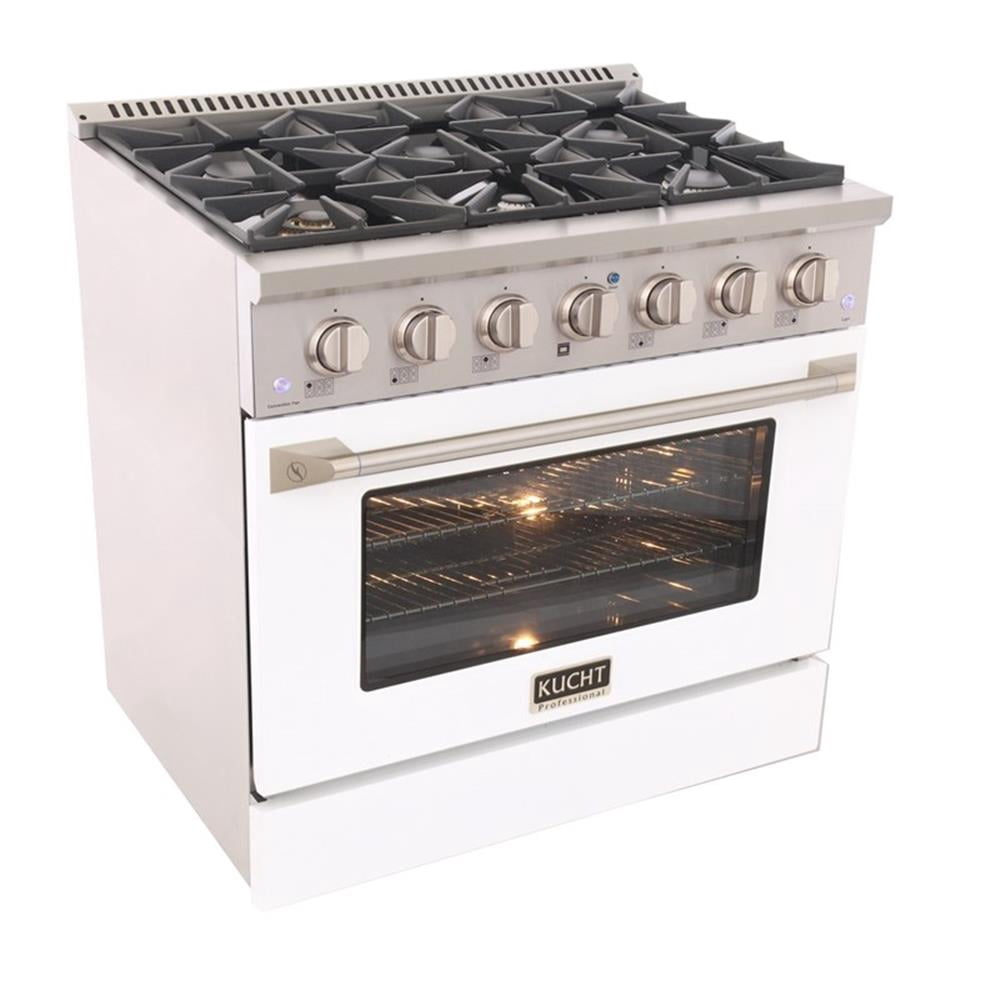 Pemberly Row 36" 5.2 cu. ft Dual Fuel Range Propane Gas Sealed Burners in White