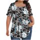 thumbnail image 1 of Tops Cortos para las Mujeres Impreso Cuello de Gran Tamaño Plisado Manga Corta Suelta Superior en Tamaños Más L-5xl, 1 of 4