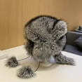 thumbnail image 7 of Trapper Hat with Bear Ear Adult Winter Earlap Hat with Pompom Windproof Faux Fur Hat with Tail for Snow Activity Skiing, 7 of 7