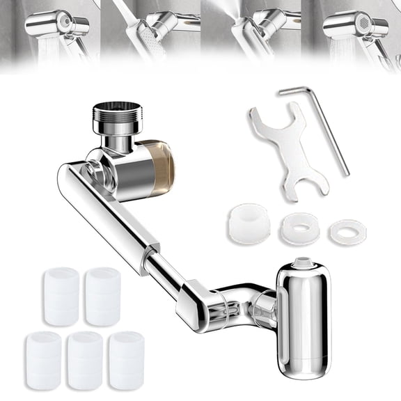 1080° Rotating Faucet Extender with Upward Facial Mist, 4 Water Modes & Built-In Filter, Universal Fit Swivel Faucet with Filter for Wash Hand, Hair, Face (2set)