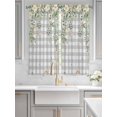 thumbnail image 2 of Watercolor Floral Bathroom Window Curtain, Spring Flowers Leaves Plants Gray Plaid Light Filtering Coffee Kitchen Curtains, Bedroom Living Room Curtains 2 Panel 84"x63", 2 of 6