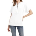 thumbnail image 2 of Xudanell Womens Clothes Fashion Half Zip Hoodie Short Sleeve Pocket Oversized Comfort Colors Sweatshirt Top White M, 2 of 7