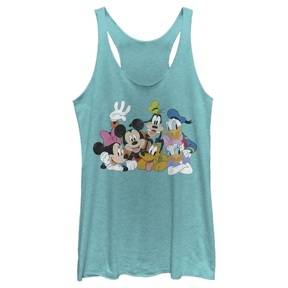 Women's Mickey & Friends Club House Group Shot Racerback Tank Top Tahiti Blue X Small