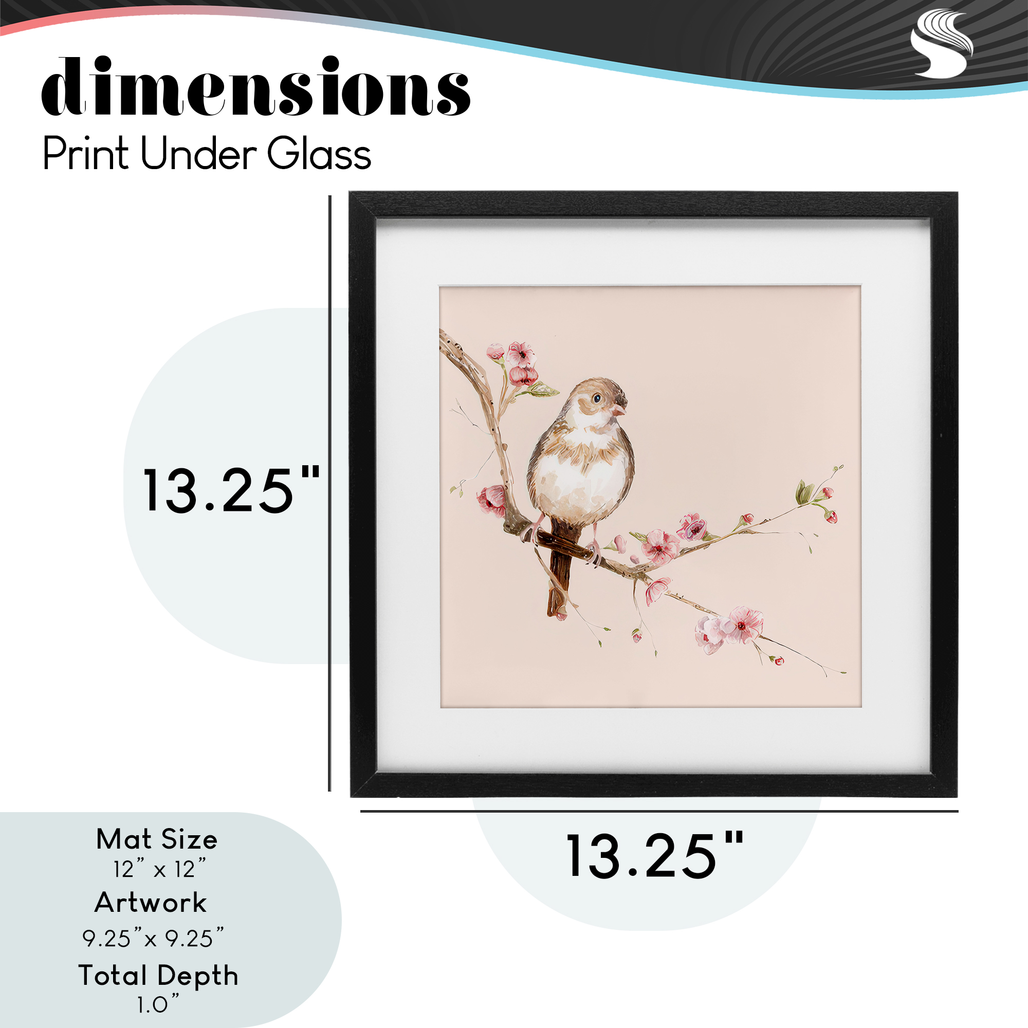 Sweetest Brown Bird Black Framed Print Under Glass, design by Lisa Wehmeyer