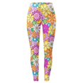 thumbnail image 4 of Bibifish Women's Yoga Pants Retro Floral Yoga Pants MultiColor Flower Print High Waist Yoga Pants Stretchy Outdoor Sports Cheerful Leggings, 4 of 5