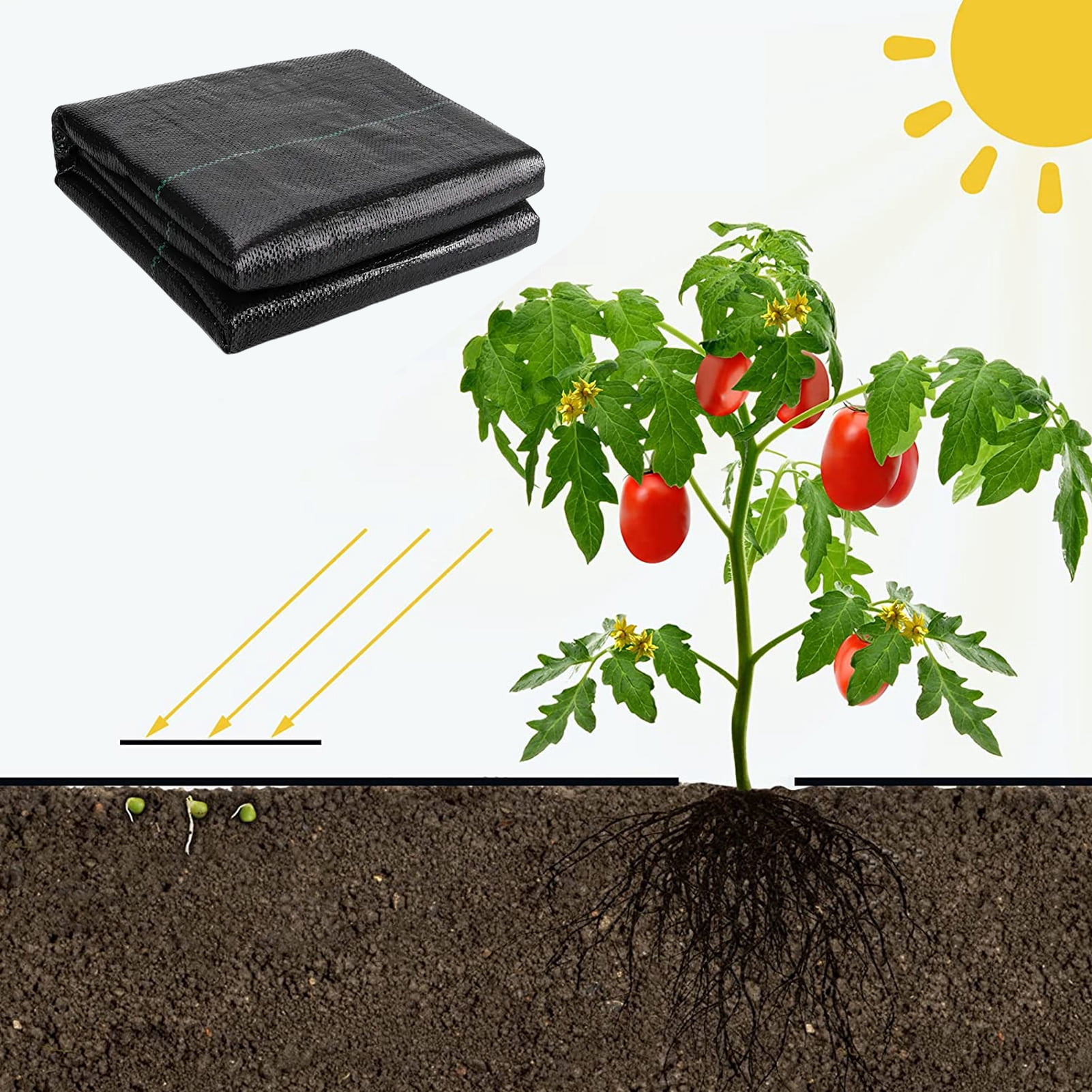 OIUR Weed Barrier Landscape Fabric Woven Geotextile Mat Gardening Ground Cover Weed Control Cloth for Orchard Vegetable Field Driveway Walkway
