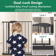 thumbnail image 4 of Leumius 29.5-44.1" Wide Baby Gate for Stairs, Dog Gate Indoor for Doorways, No Drilling Pressure Mounted Pet Gates for Kids, Easy Walk Through Safety Gate Black, 4 of 7