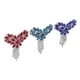 thumbnail image 4 of Broche de 3 piezas con forma de corazón, cristal de colores esmaltado, borla, cadena, rojo, pavo real, azul oscuro, para boda., 4 of 14
